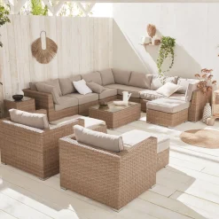 Salotto da giardino premium in resina intrecciata, 12-14 posti