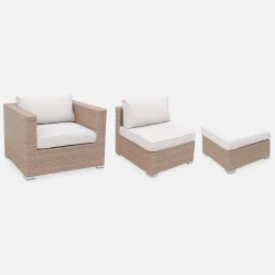 Salotto da giardino angolare in resina intrecciata, 12-14 posti