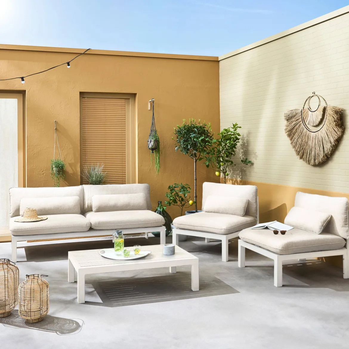 Salotto da giardino in alluminio, 5 posti