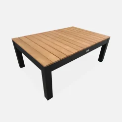Salotto da giardino in legno di eucalipto e alluminio, 5 posti