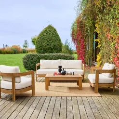 Salotto da giardino in legno di acacia, 4 posti