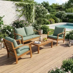 Salotto da giardino in legno, 4 posti