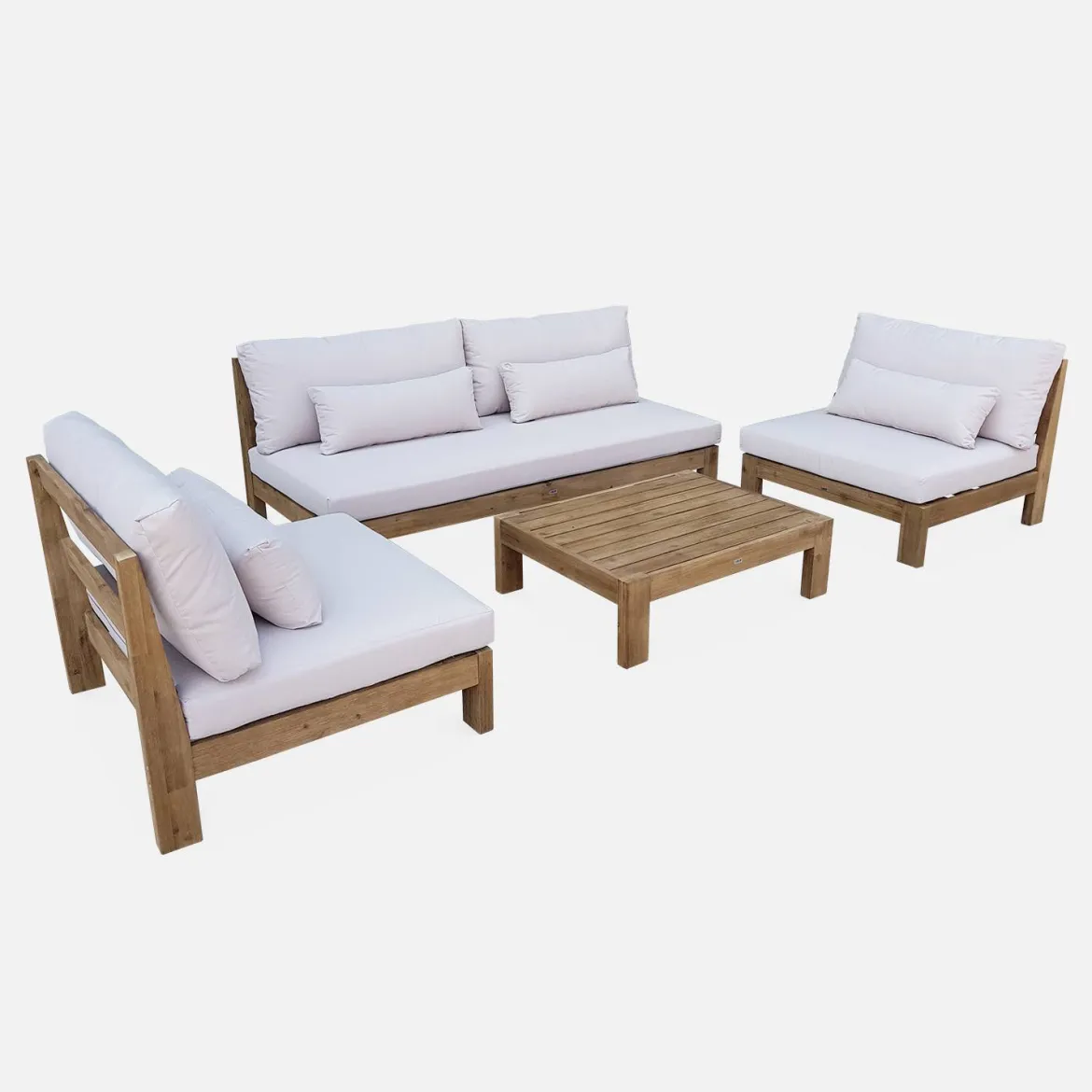 Salotto da giardino in legno, 5 posti