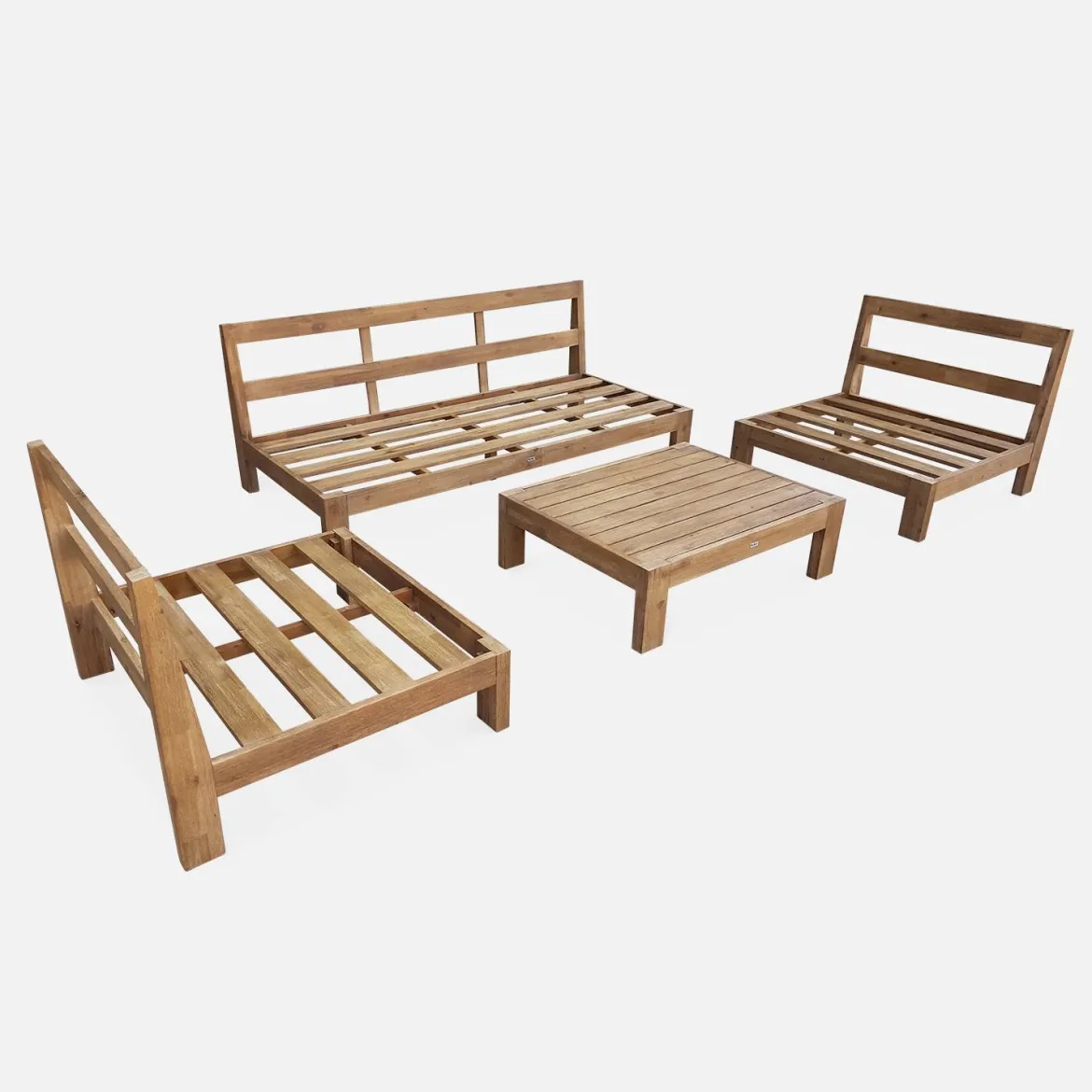 Salotto da giardino in legno, 5 posti
