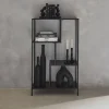 Scaffale asimmetrico in metallo nero, 4 vani