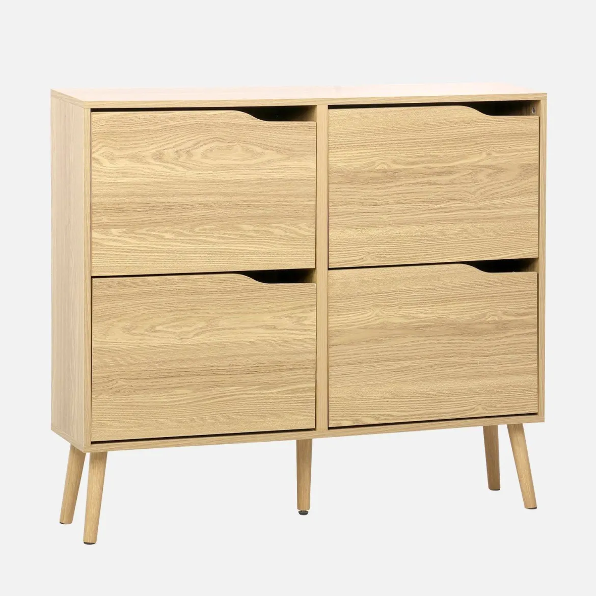 Scarpiera con decoro effetto legno, 4 ante