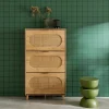 Scarpiera con decoro in legno e canna, 3 ante