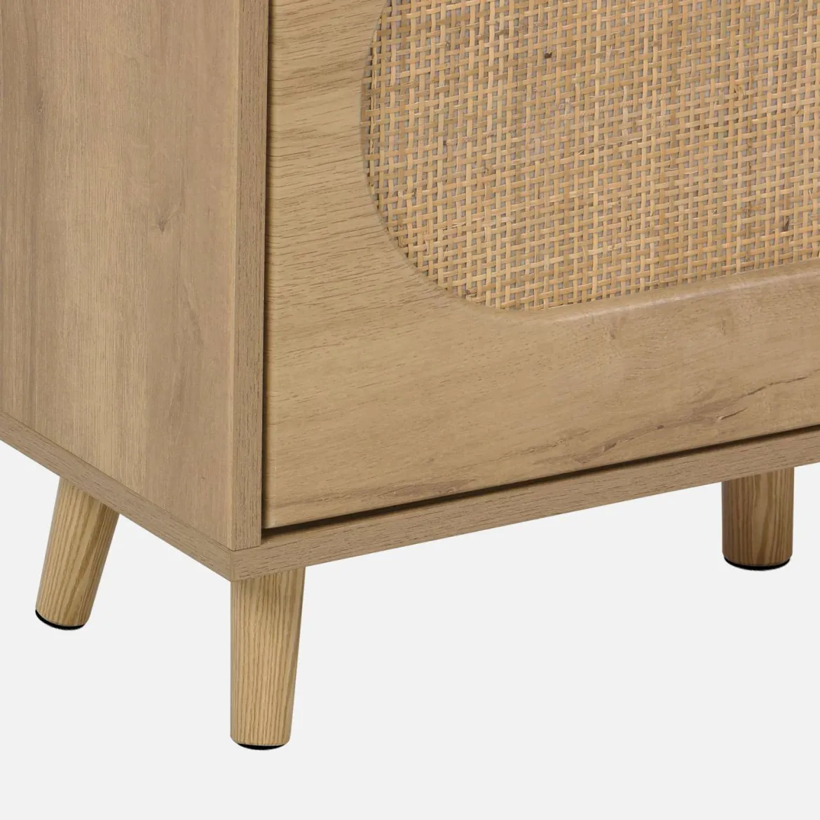 Scarpiera con decoro in legno e canna, 3 ante