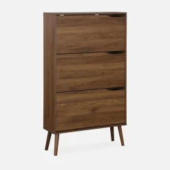 Scarpiera con decoro in legno, 3 ante