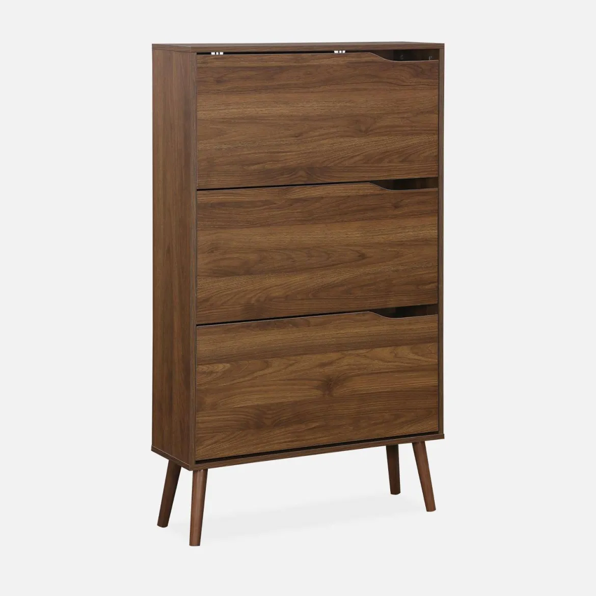 Scarpiera con decoro in legno, 3 ante