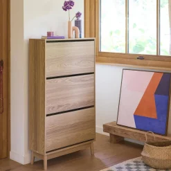 Scarpiera scandinava in legno, 3 ante