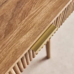 Scrivania effetto legno di mango scanalato 2 cassetti