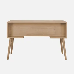 Scrivania effetto legno e cannage 2 cassetti