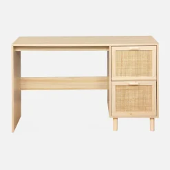 Scrivania in canna e legno 2 cassetti