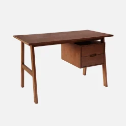 Scrivania in legno di hevea e impiallacciatura di quercia con 2 cassetti