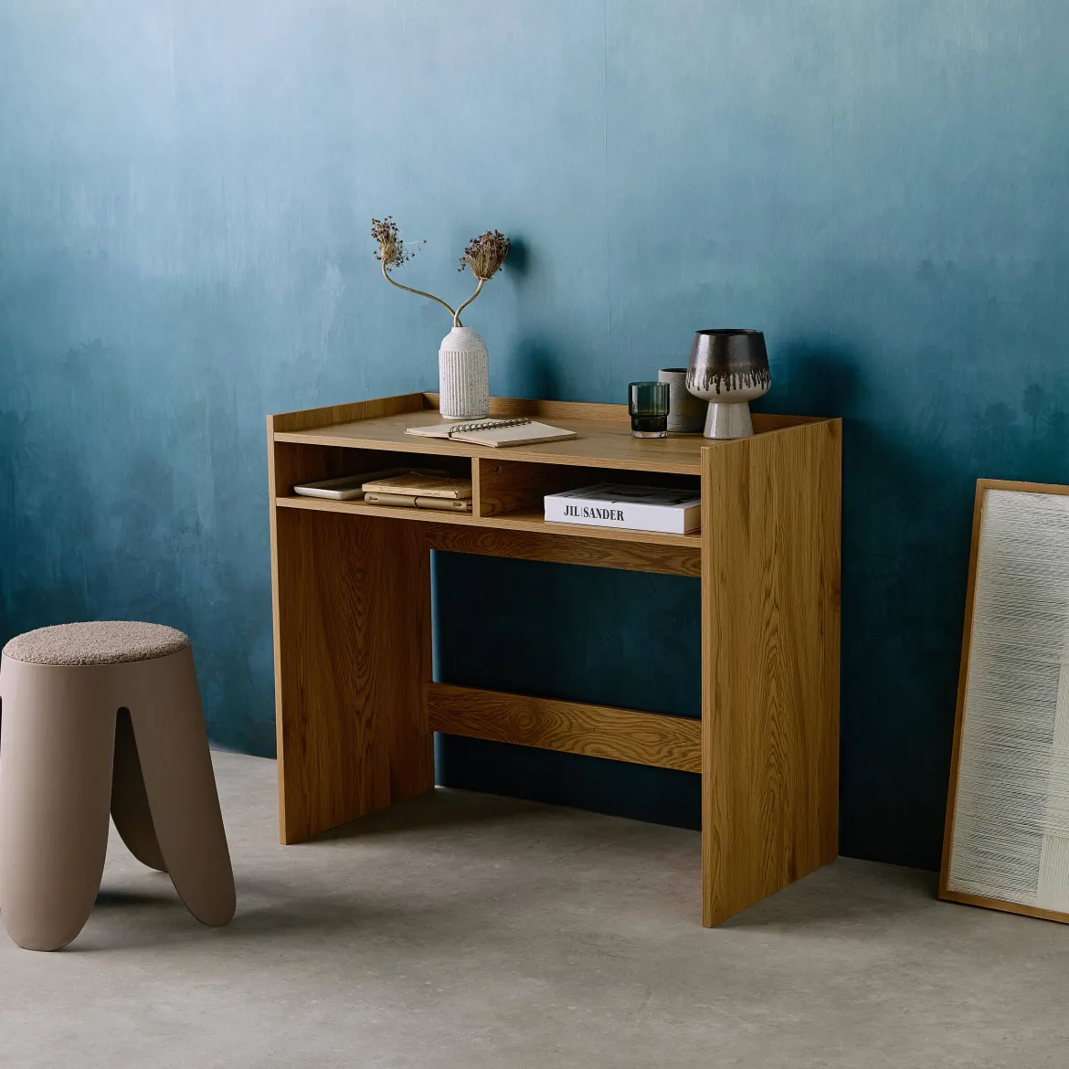 Scrivania decorazione legno 2 cassetti di stoccaggio