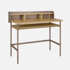 Scrivania in metallo e legno con 3 vani
