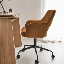 Sedia da ufficio bouclé con rotelle