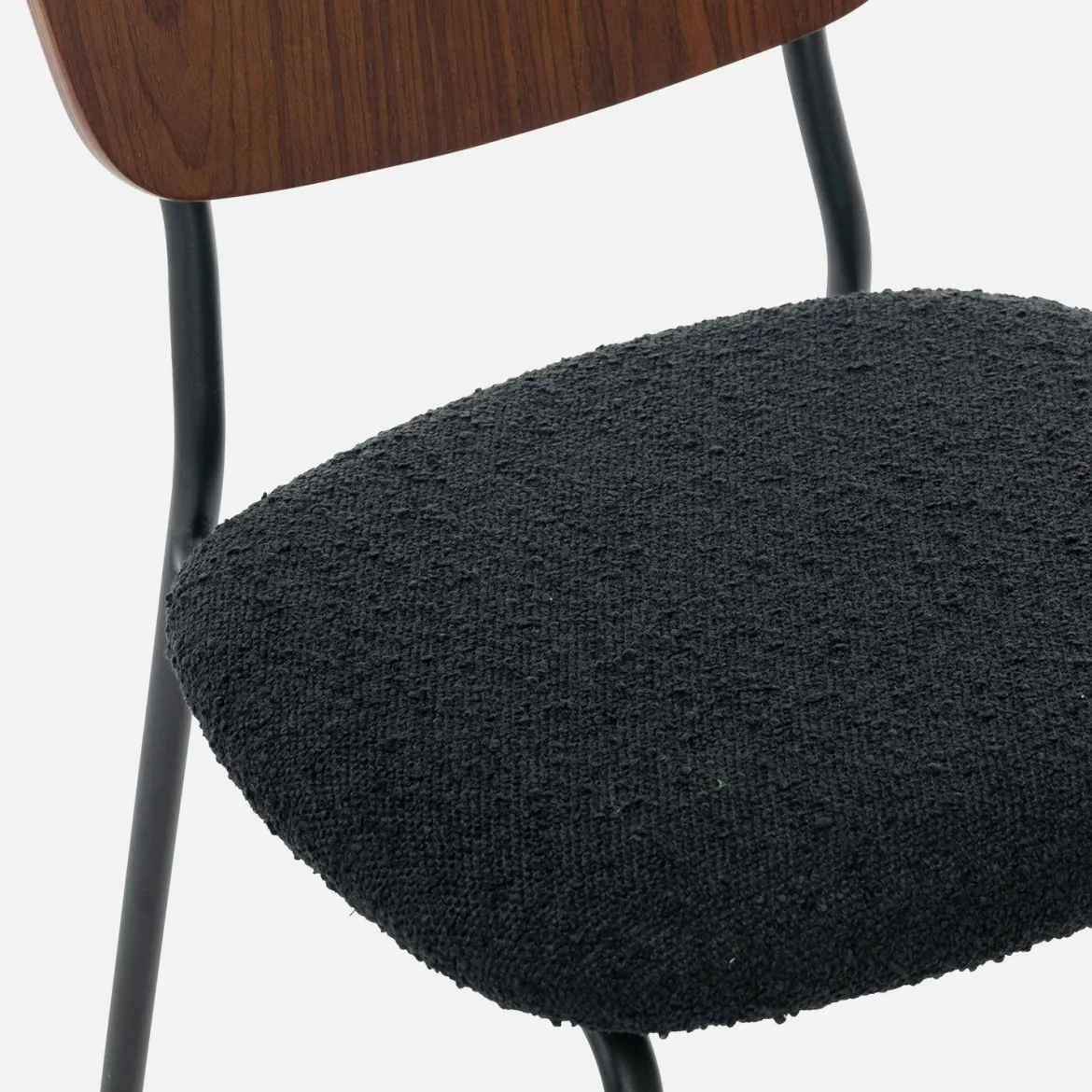 Sedie bouclé struttura in legno con gambe in metallo, set 2