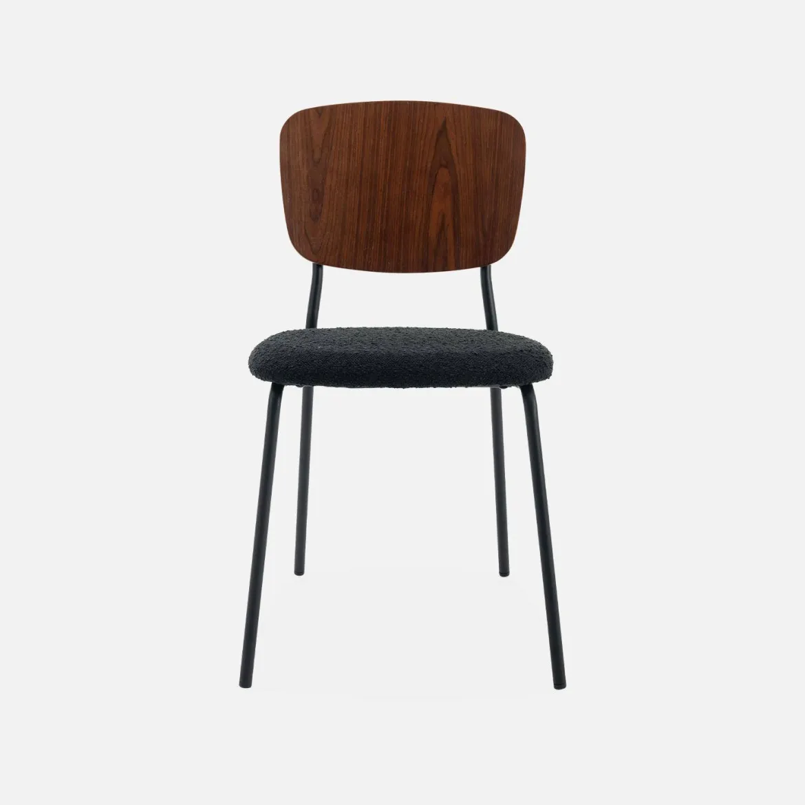 Sedie bouclé struttura in legno con gambe in metallo, set 2