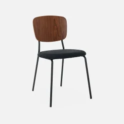 Sedie bouclé struttura in legno con gambe in metallo, set 2