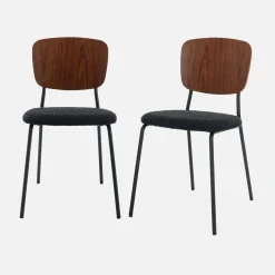 Sedie bouclé struttura in legno con gambe in metallo, set 2