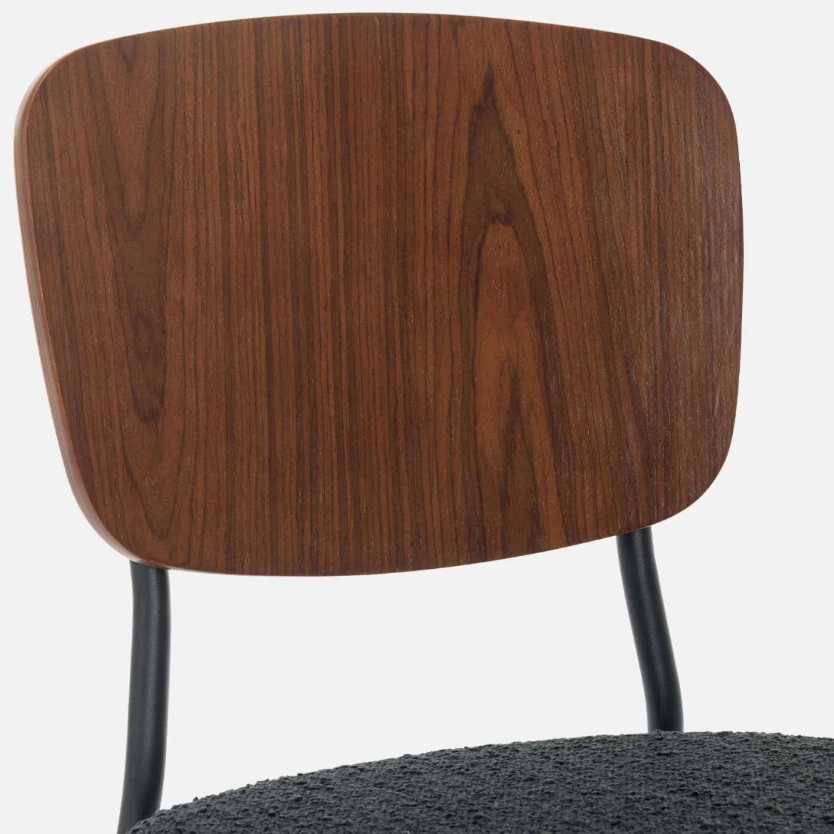 Sedie bouclé struttura in legno con gambe in metallo, set 2