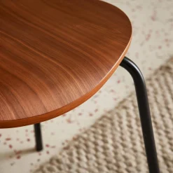 Sedie da pranzo in legno con gambe in acciaio, set di 4