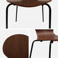 Sedie da pranzo in legno con gambe in acciaio, set di 4