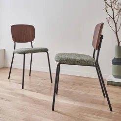 Sedie bouclé struttura in legno con gambe in metallo, set 2