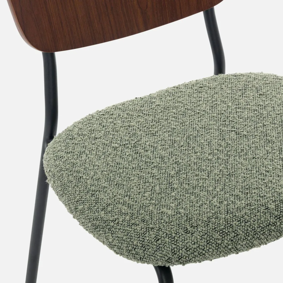 Sedie bouclé struttura in legno con gambe in metallo, set 2