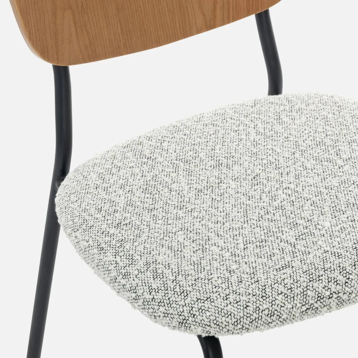 Sedie bouclé struttura in legno con gambe in metallo, set 2