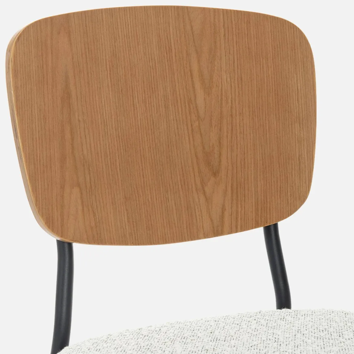 Sedie bouclé struttura in legno con gambe in metallo, set 2
