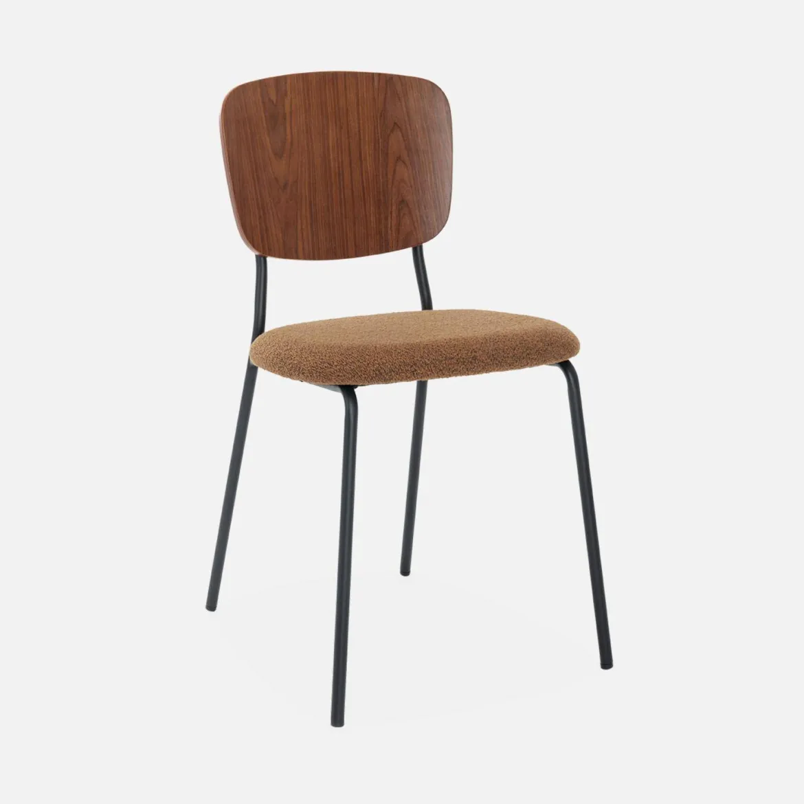 Sedie bouclé struttura in legno con gambe in metallo, set 2