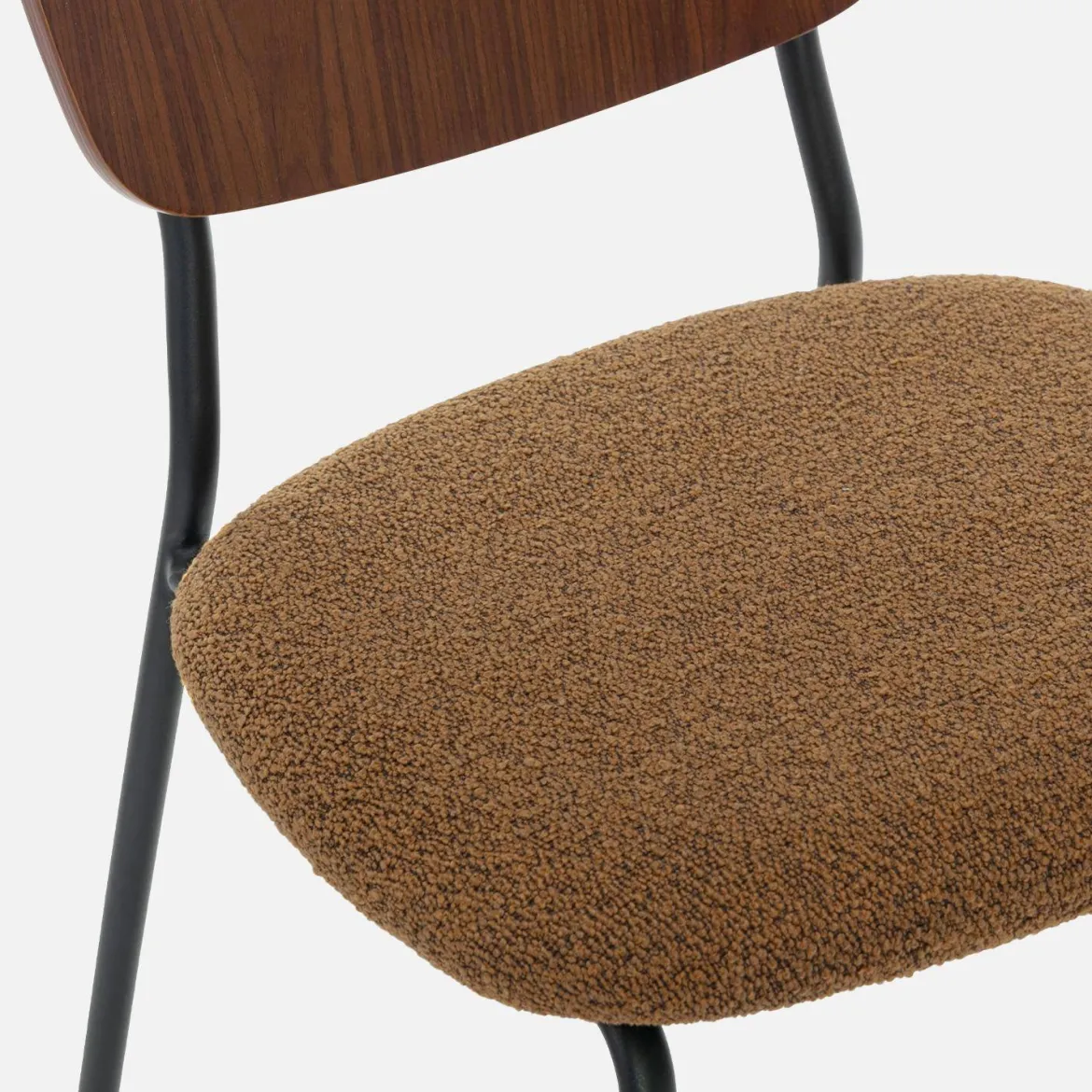 Sedie bouclé struttura in legno con gambe in metallo, set 2
