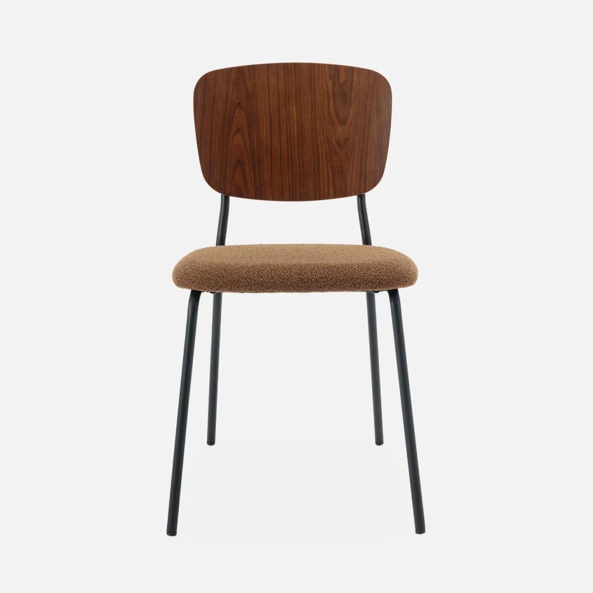 Sedie bouclé struttura in legno con gambe in metallo, set 2