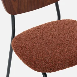 Sedie bouclé struttura in legno con gambe in metallo, set 2