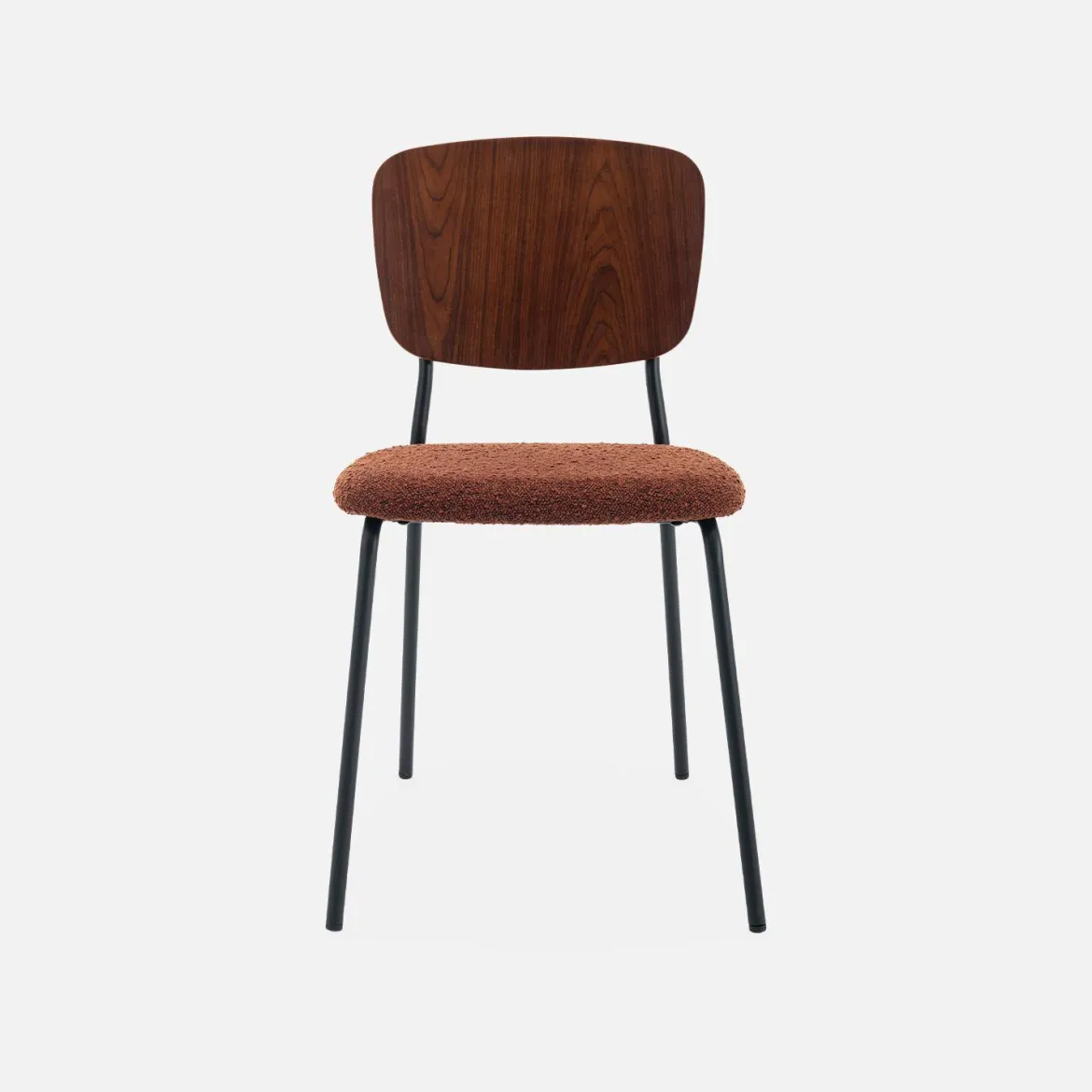 Sedie bouclé struttura in legno con gambe in metallo, set 2