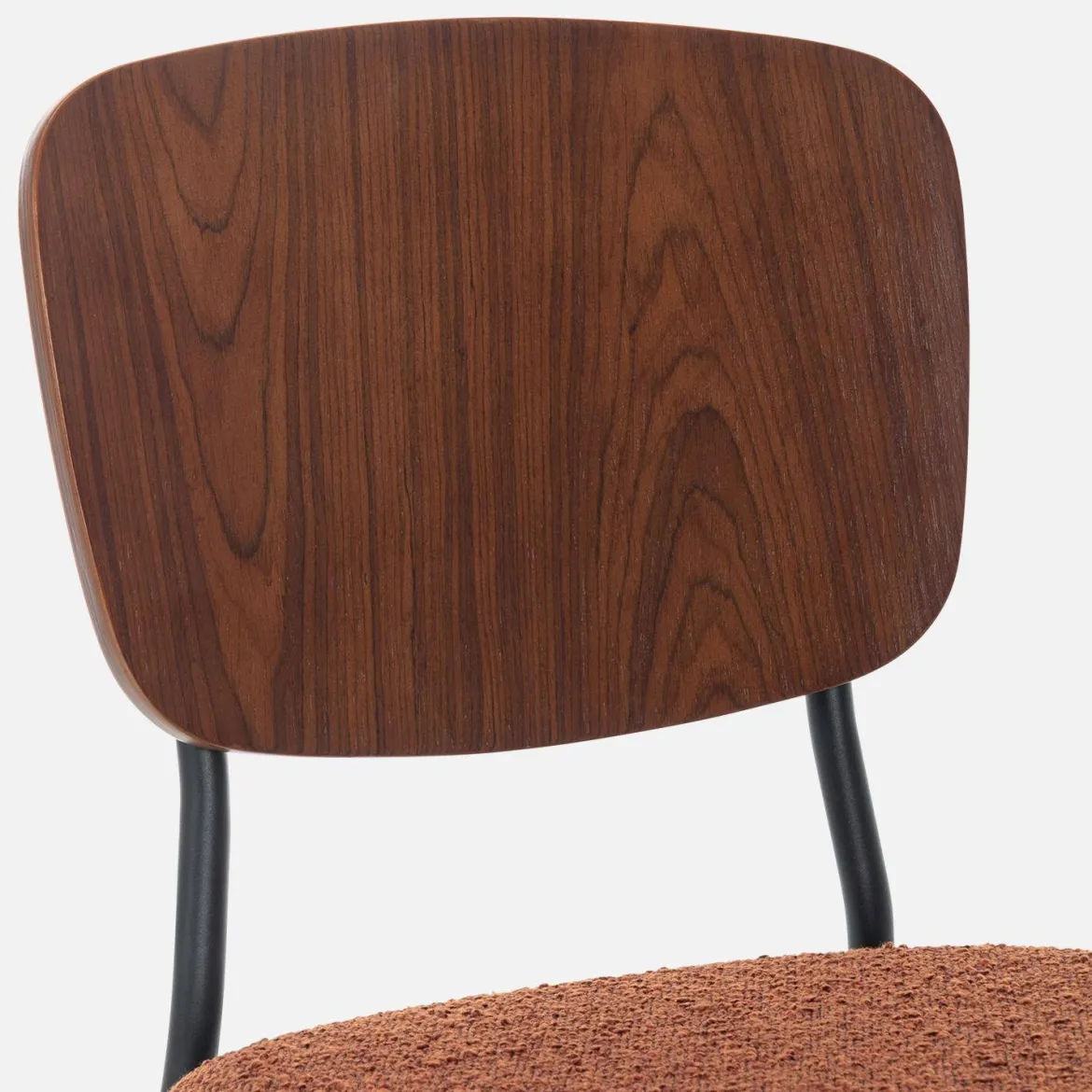 Sedie bouclé struttura in legno con gambe in metallo, set 2