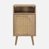 Set 2 comodini, decoro in legno, canalina arrotondata