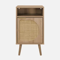 Set 2 comodini, decoro in legno, canalina arrotondata
