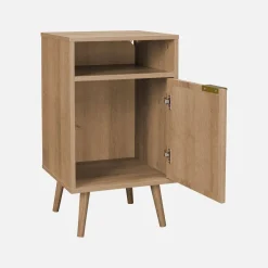 Set 2 comodini, decoro in legno, canalina arrotondata