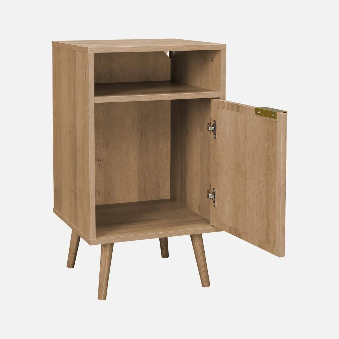 Set 2 comodini, decoro in legno, canalina arrotondata