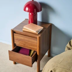 Set 2 comodini decoro legno 2 cassetti