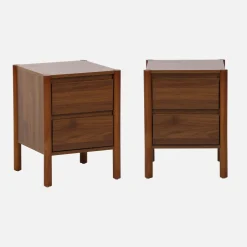 Set 2 comodini decoro legno 2 cassetti