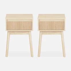 Set 2 comodini effetto legno con cassetto