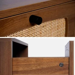 Set 2 comodini effetto legno e canna