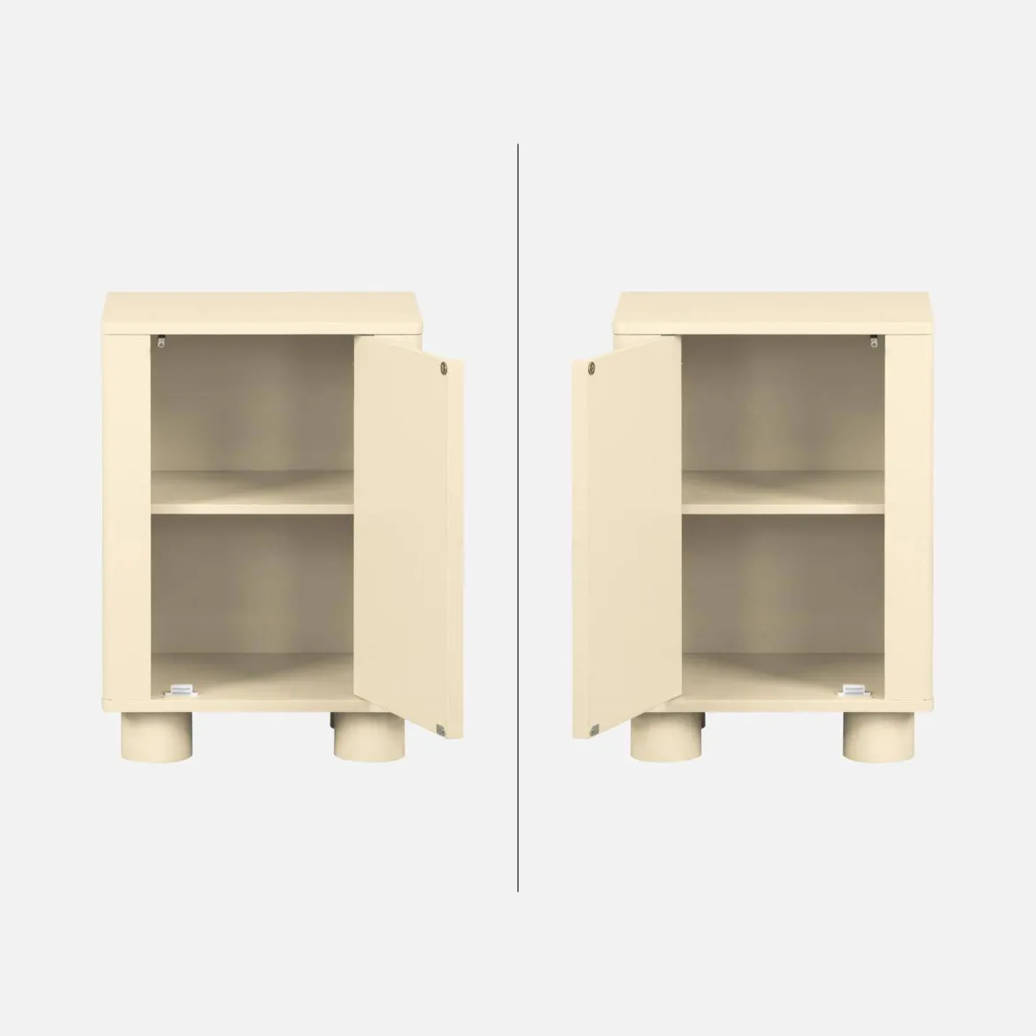 Set 2 comodini effetto legno di mango 1 anta reversibile