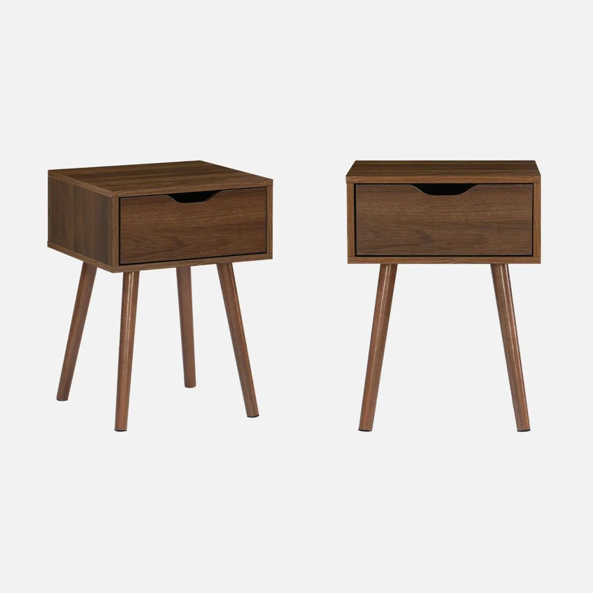 Set 2 comodini effetto legno 1 cassetto marrone