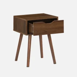 Set 2 comodini effetto legno 1 cassetto marrone